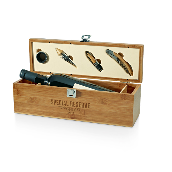 RD 94189-Kit Vinho Personalizado com Estojo em Bambu