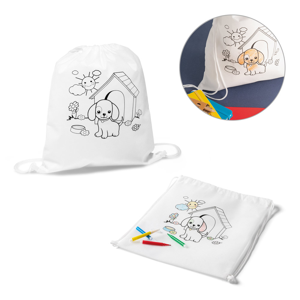 Sacola tipo mochila para colorir personalizada